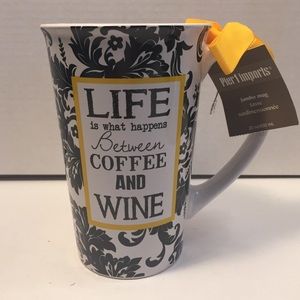 Pier 1 Jumbo Mug White Black Paisley 22oz Mug NWT